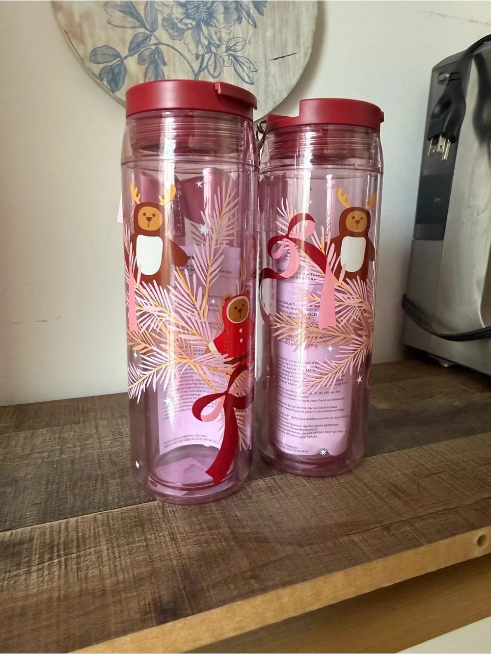 Starbucks Pink Holiday Bow Travel Tumbler Set - Pink & Red Accents